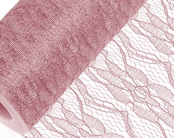 150mm x 10m BLUSH PINK LACE net on a roll great for crafting, hatmaking, wedding hair, floral decorations and bouquets
