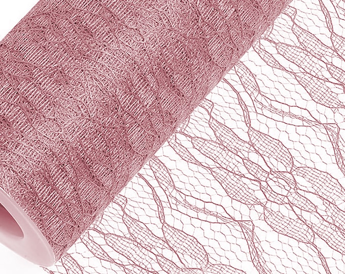 150mm x 10m BLUSH PINK LACE net on a roll great for crafting, hatmaking, wedding hair, floral decorations and bouquets