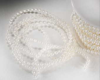 IVORY PEARLS 20m X 3mm full reel pearl string wedding decoration crafting, jewellry making embellishments
