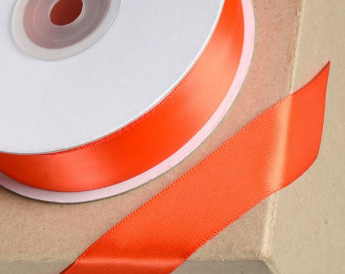 CORAL DOUBLE SIDED satin ribbon full 25 meter reel ideal for decorating wedding or party, gifts or crafts 3mm 6mm 10mm 15mm 23mm