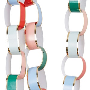 PASTEL PAPER CHAIN garland kit multicoloured with gold foil trim ideal to bring colourful cheer to your christmas celebrations image 2