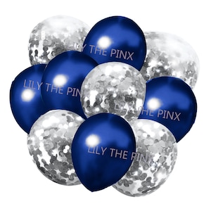 Gratis verzending! Set van 10 MARINEBLAUWE & ZILVEREN ballonnen 5 metallic marineblauwe en 5 zilveren confetti gevulde ballonnen verjaardagsfeestje kerstverjaardag