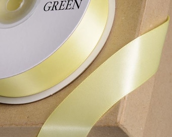 YELLOW DOUBLE SIDED satin ribbon full 25 meter reel ideal for decorating wedding party, gifts or crafts 3mm 6mm 10mm 15mm 23mm