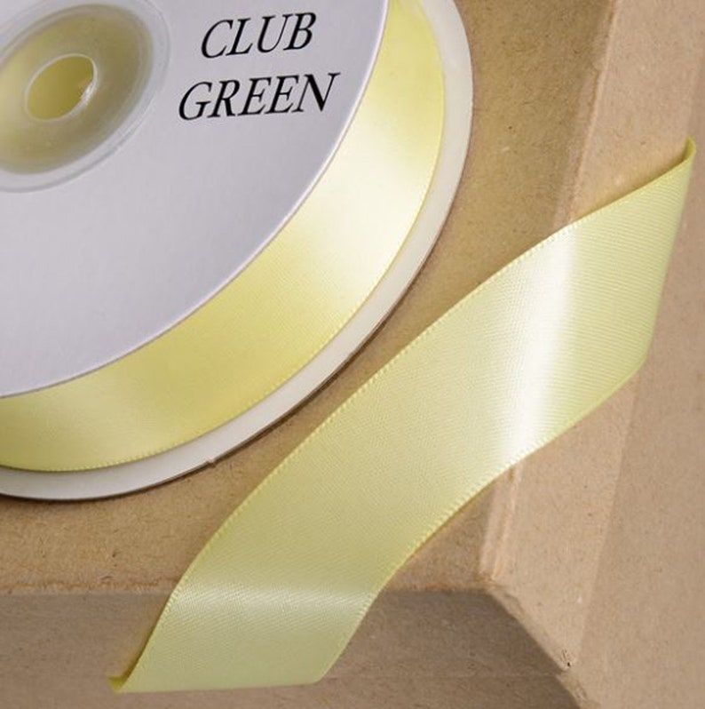 YELLLOW DOUBLE SIDED satin ribbon full 25 meter reel ideal for decorating wedding party gifts or crafts 3mm 6mm 10mm 15mm 23mm