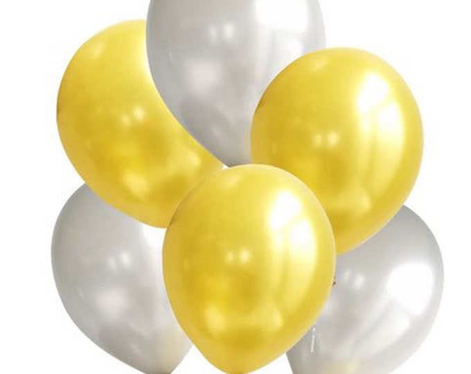 10 pack of gold & silver metallic balloons 5 metallic gold and 5 metallic silver balloons new years party, halloween