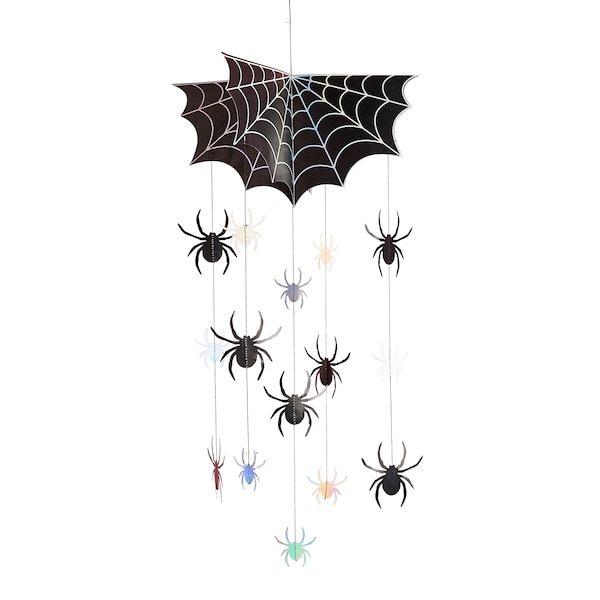 LARGE 3D spider and cobweb halloween mobile. Lots of creepy spiders to make a fabulous spooktacular party decoration