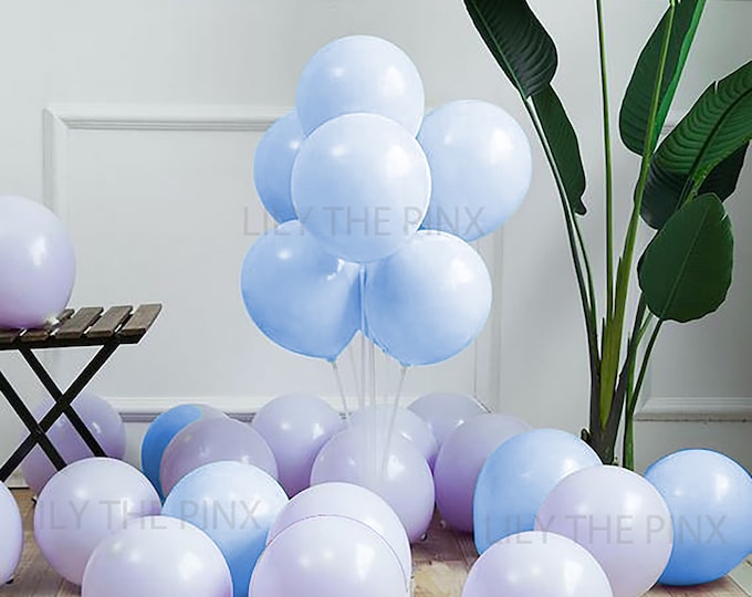 12 pack of PASTEL BLUE and pastel purple 300mm macaron latex balloons baby shower gender reveal or childrens birthday party
