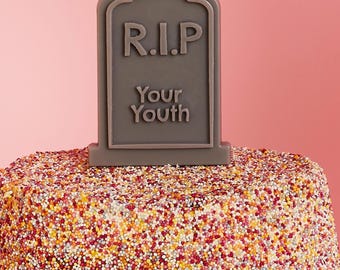 Free Postage! 'RIP YOUR YOUTH' Birthday cake candle, gravestone novelty candles for your favourite oldie's celebration
