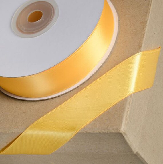 YELLLOW DOUBLE SIDED satin ribbon full 25 meter reel ideal for decorating wedding party gifts or crafts 3mm 6mm 10mm 15mm 23mm