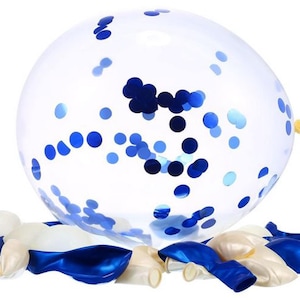 10 pack blue balloons. 5 metallic blue and 5 blue confetti filled balloons 45th sapphire anniversary childrens birthday party image 4