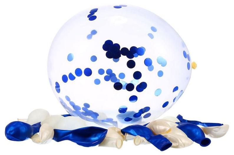 10 pack blue balloons. 5 metallic blue and 5 blue confetti filled balloons 45th sapphire anniversary childrens birthday party image 4