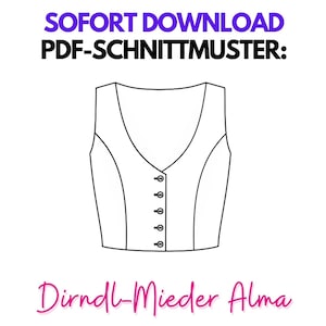 Dirndl Top sewing pattern Alma | NO ebook | advanced | PDF download A4/A0 | sizes 34-48