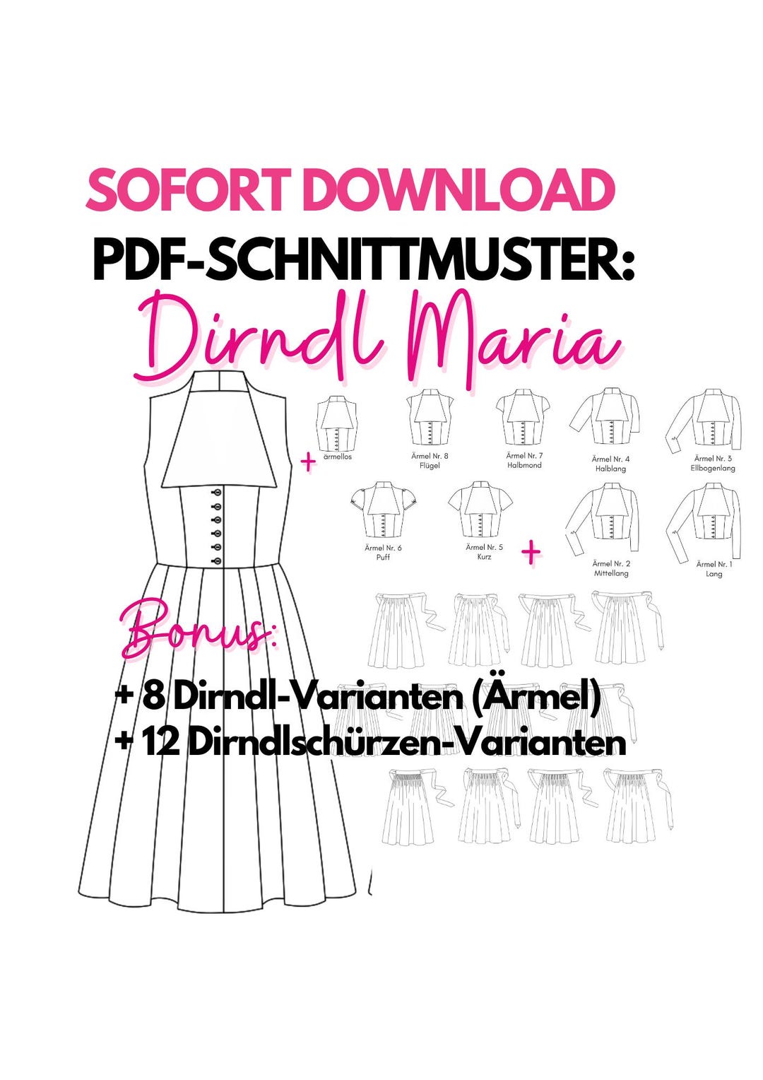 Dirndl Sewing Pattern MARIA | NO Ebook | Advanced | PDF Download A4/A0 ...