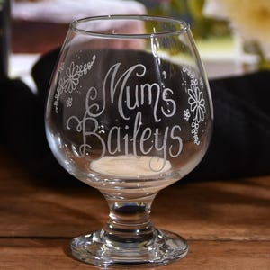 Personalised Baileys Snifter Glass: Hand Engraved Gift with any message