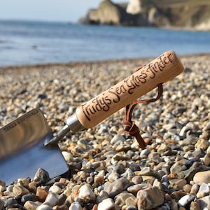 Personalised Sea Glass Trowel: Hand Engraved Beachcombing Gift