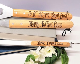 Father's Day Barbecue BBQ Set for Daddy - make his day extra special by choosing your own message for us to engrave - King of the Grill!