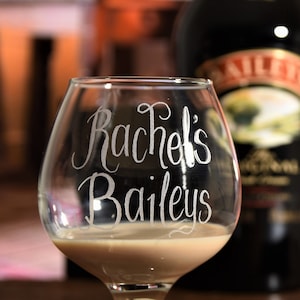 Custom Engraved Brandy Snifter: Personalised Baileys Liqueur Glass