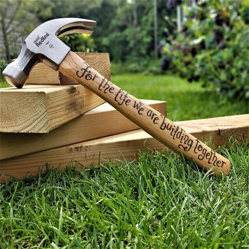 Anniversary Hammer, Personalised 5th Wedding Anniversary, Useful Gift for Husband who enjoys DIY,  Wooden Five Years Married Gift from Wife 
