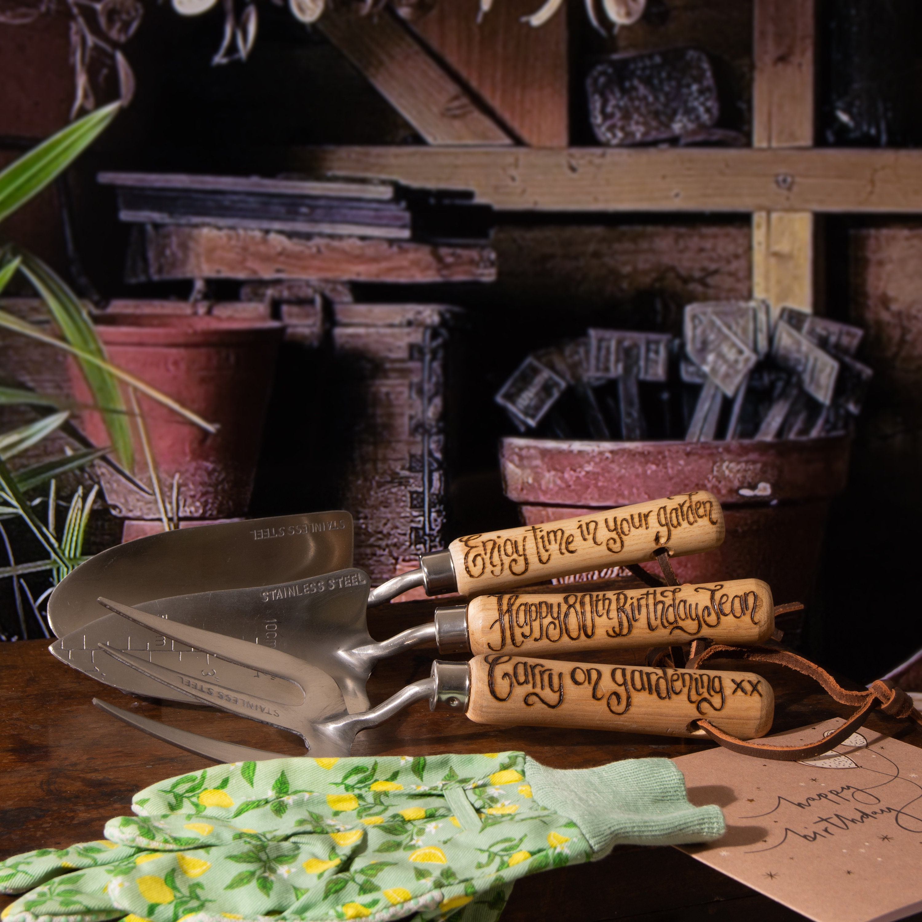 Garden Tools personalised for 30th 40th, 45th, 50th, 55, 60, 65, 70, 75, 80, 85 90 95 Gardening Present Birthday Gift for Gardener
