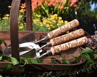 Garden Tools for Mum, Dad, Mom, Sister, Brother, Aunt, Uncle, Friend, Grandparent Personalised and Hand Engraved, perfect gift for gardener