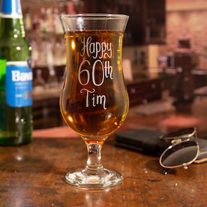 Personalized Hand Engraved Pilsner Glass: Custom Beer Lover&#39;s Gift