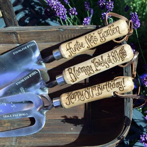 Personalised Father's Day Garden Tool Set: Hand Engraved gardening birthday present for gardener image 7