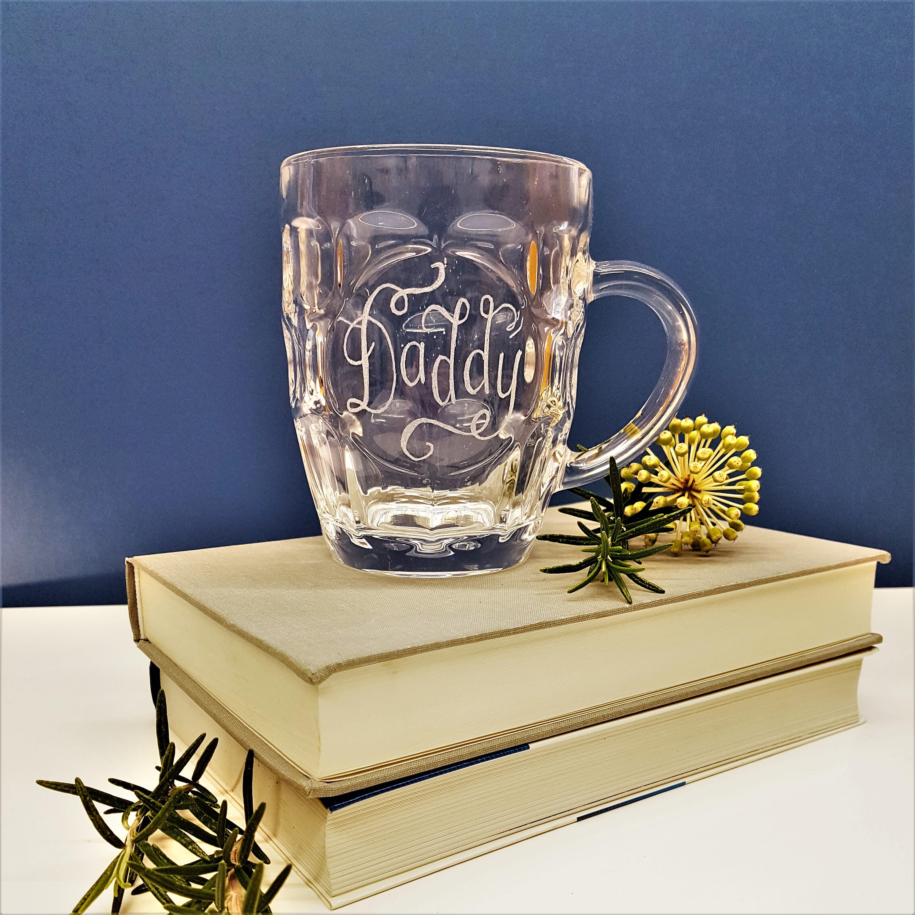 Personalised Glass Tankards Custom Dimple Beer Mug Engraved