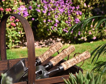 Personalised Retirement Garden Tool Set: Hardwood Handles Stainless Steel Heads