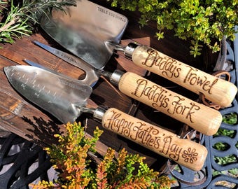 Personalized Garden Tools: Hand Engraved Stainless Steel Gardening Set