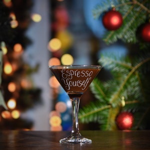 Martini Glass Gift, Espresso Yourself Personalised Espresso Martini Cocktail Glass, Custom Gift Present, Hen Night Gift image 4