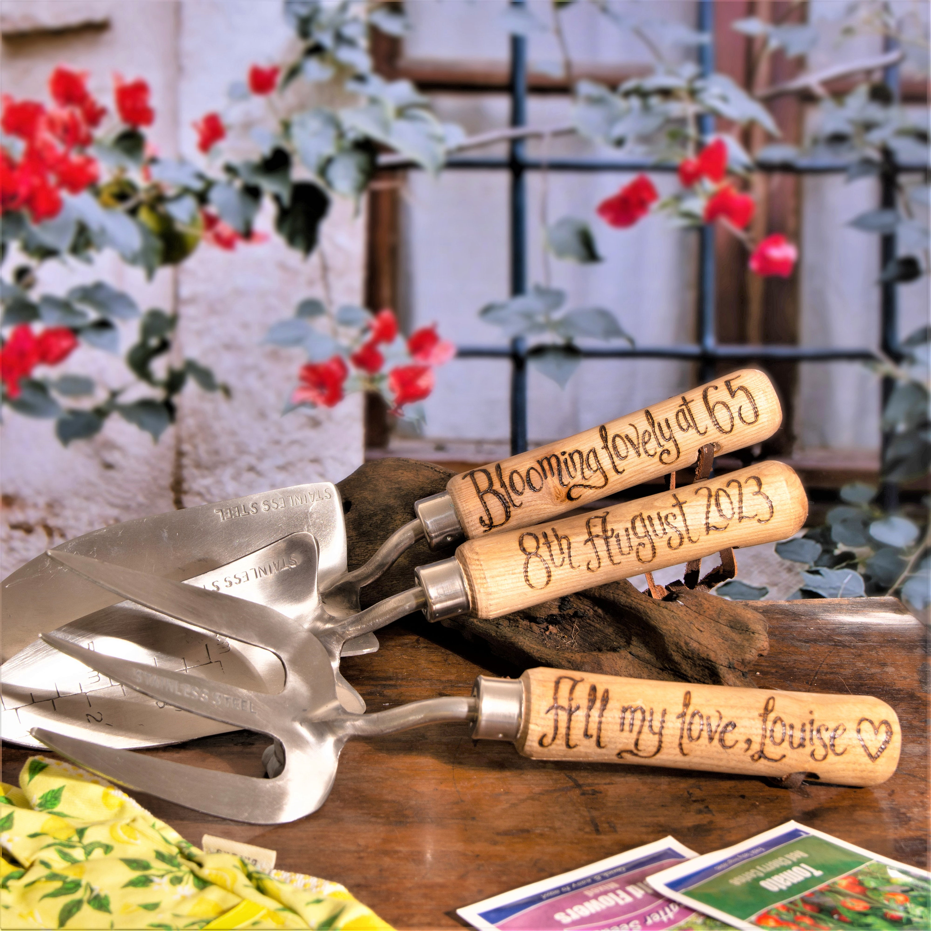 Garden Tools personalised for 30th 40th, 45th, 50th, 55, 60, 65, 70, 75, 80, 85 90 95 Gardening Present Birthday Gift for Gardener