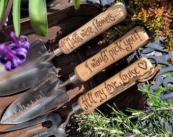 Personalised Garden Tool Set, Hand Engraved with any messages