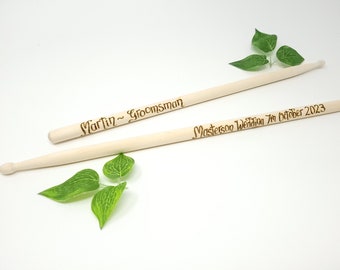 Personalised Groomsman Wooden Drumsticks, Custom Gift for Drummer, Gift from Bride & Groom, Husband Gift, Best Man present, Percussion Stix