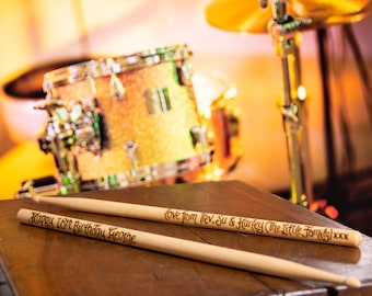 Personalised Wooden Drumsticks, Birthday Gift, Custom Gift for Drummer - and the beat goes on, never misses a beat! Special gift for him