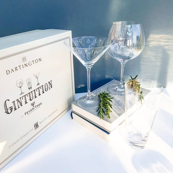 Personalised Gin Glass Set Custom Gift Idea Birthday Gift ...