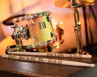 Personalised Wooden Drumsticks, Engraved Wedding Gift