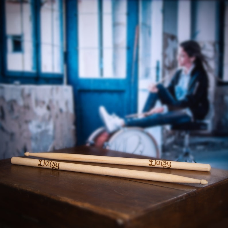 Personalised Wooden Drumsticks, Birthday Gift, Custom Gift for Drummer and the beat goes on, never misses a beat Special gift for him image 2