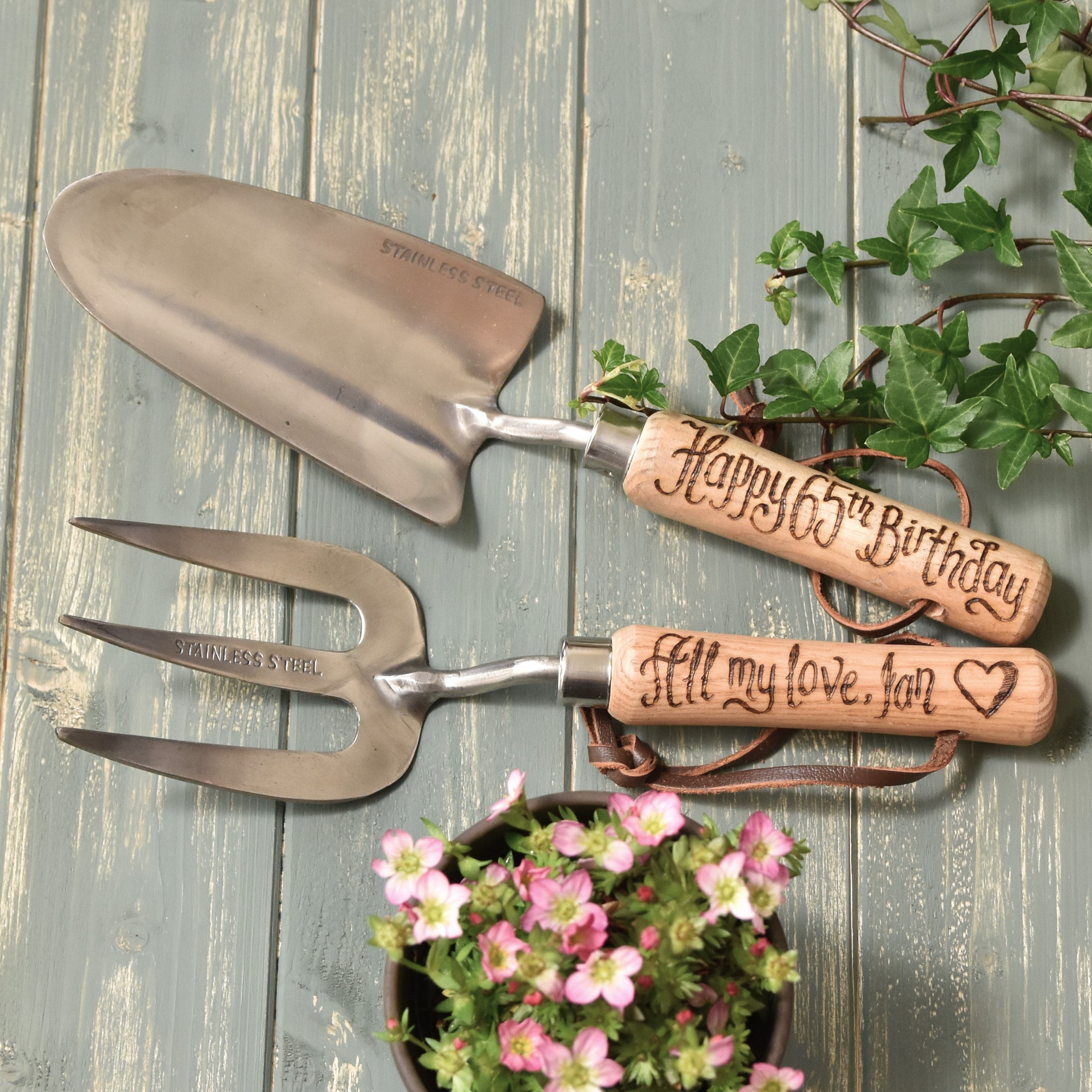 Garden Tools personalised for 30th 40th, 45th, 50th, 55, 60, 65, 70, 75, 80, 85 90 95 Gardening Present Birthday Gift for Gardener