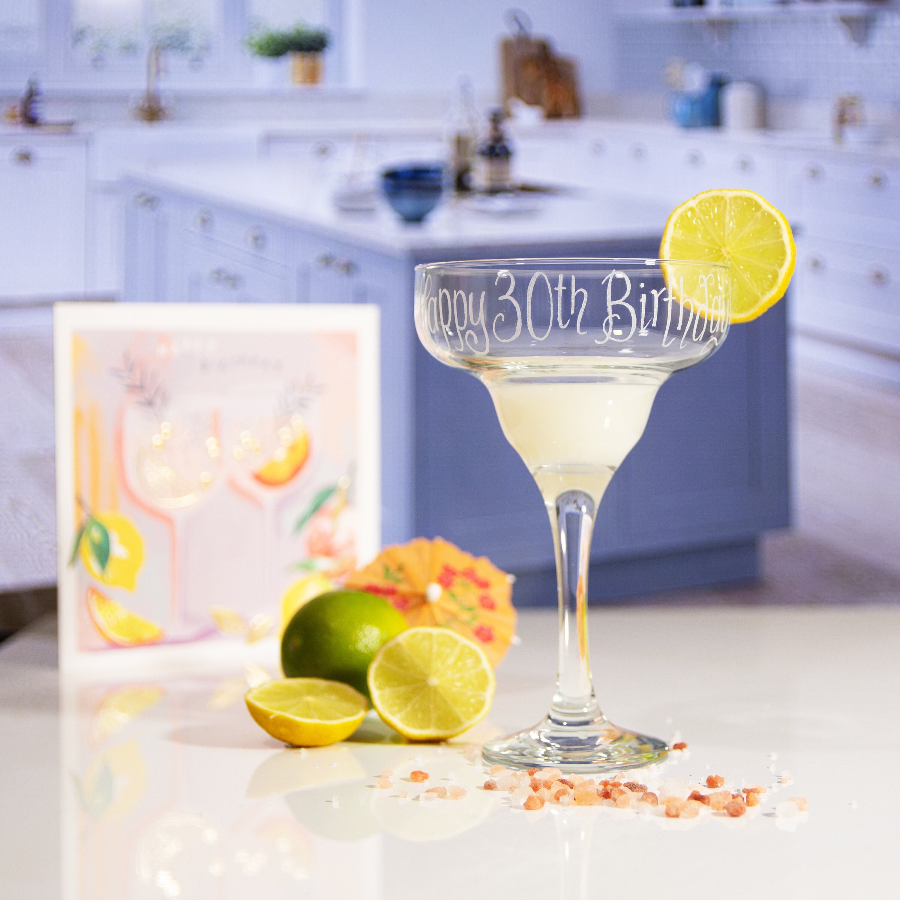 Personalized Birthday Margarita Glass: Hand Engraved Cocktail Gift