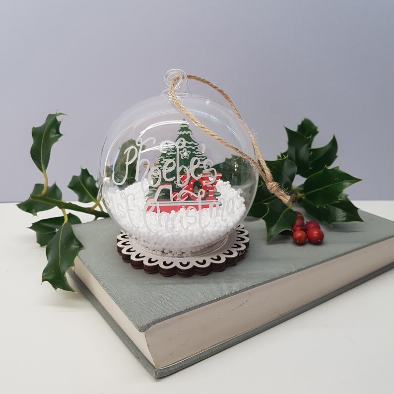 Personalised Glass Christmas Bauble Etched Xmas Ornament Etsy