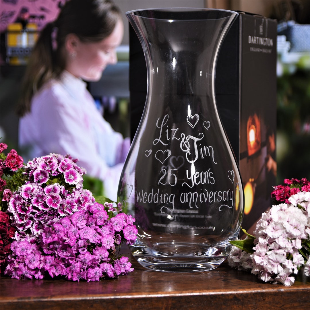 Buy Personalized Dartington Crystal Vase: Hand Engraved Glass Flower Vase  Online in India