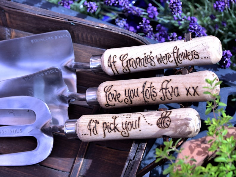 Nanny Personalised Garden tools, hand engraved If Nannies were flowers we would pick you, Gardening Gift for Grandma or Nan from grandchild 