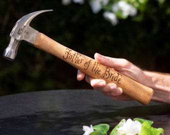 Personalised Father of the Bride Hammer, Hand Engraved Wedding Gift