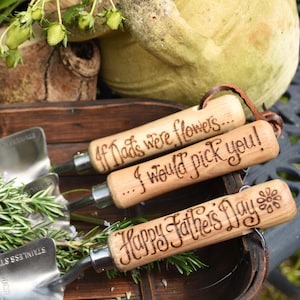 Personalised Father's Day Garden Tool Set: Hand Engraved gardening birthday present for gardener image 1