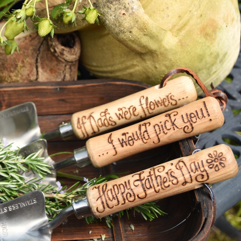 Personalised Father's Day Garden Tool Set: Hand Engraved gardening birthday present for gardener image 1
