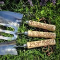 Personalised Garden Tool Set: Hand Engraved gift set with Hardwood Handles