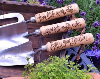 Garden Tools gift Teacher personalised for school tutor, end of term, leaving from student, goodbye teacher, Thank you for helping me grow