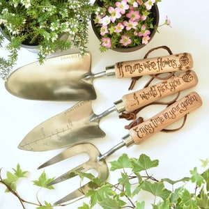 Garden Tools for Mum who loves gardening - this perfect Personalised  gift can be hand engraved with any messages on each tool for Mom Mam