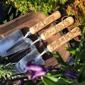 Personalised Garden Tool Set: Hand Engraved gift set with Hardwood Handles