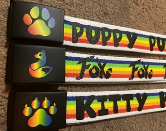 Rainbow Puppy/Fox/Kitty  Fashion Belts! for costuming, accessory fashion belt, fursuit tail belt